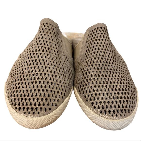 Frye Melanie Gore Perforated Mules Sz 7.5 Metallic Beige - Picture 3 of 7